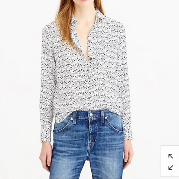 J. Crew key pattern printed 100% silk blouse-size 2 - Picture 1 of 8